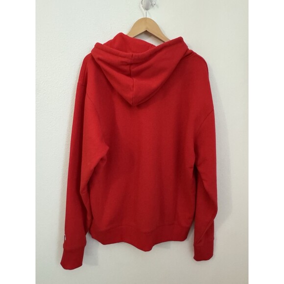 Champion Hoodie Men Large Red  C Logo Sweatshirt  Pullover Classic Excellent L - Picture 4 of 7